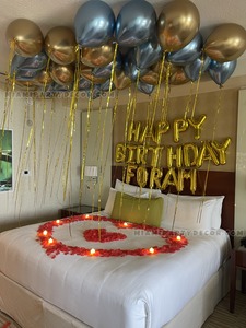 Birthday Room Balloon Decor with Rose Petals gallery image 3
