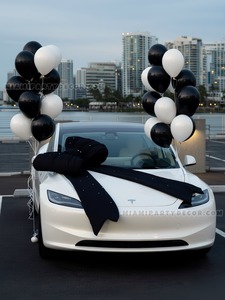 Black and White Car Balloon Bouquet Setup gallery image 2
