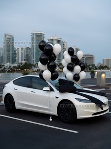 Black and White Car Balloon Bouquet Setup gallery image 3