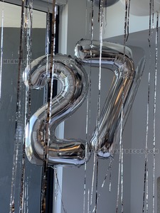 Black Silver 27th Birthday Room Balloon Decor Setup gallery image 4