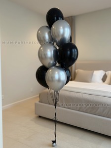 Black and Silver Helium Balloon Bouquet gallery image 2