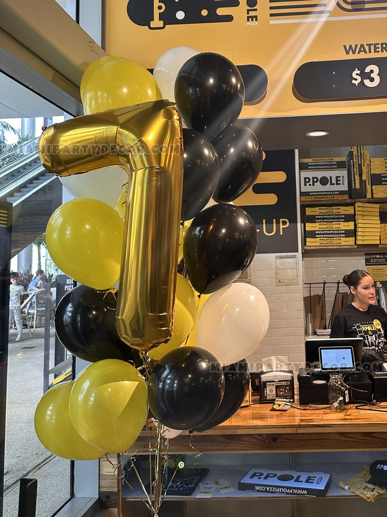 Black Yellow Number 7 Balloon Bouquet gallery image 2