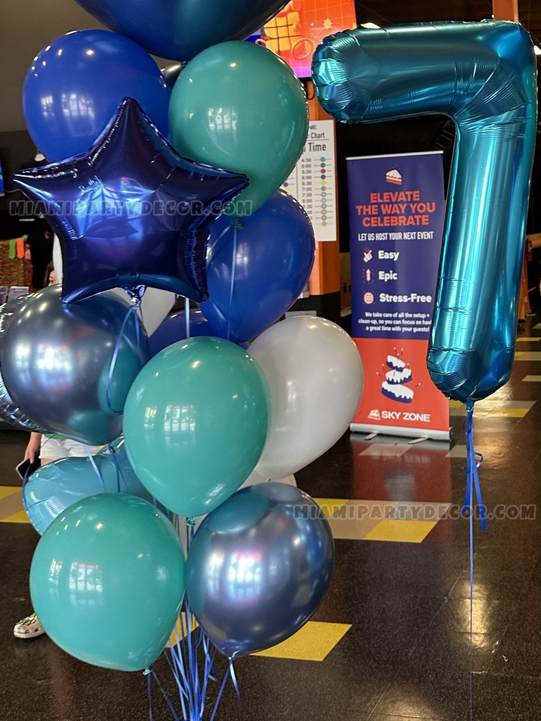 Blue Happy Birthday Balloon Bouquet Setup gallery image 2