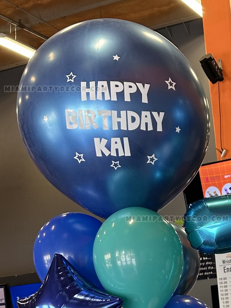 Blue Happy Birthday Balloon Bouquet Setup gallery image 3