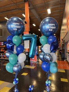 Blue Happy Birthday Balloon Bouquet Setup
