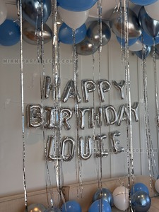 Blue Silver Birthday Room Balloon Decor gallery image 3