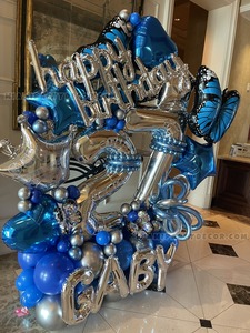 Blue Silver Happy Birthday Baby Balloon Sculpture gallery image 2