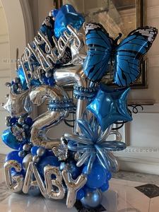 Blue Silver Happy Birthday Baby Balloon Sculpture gallery image 3