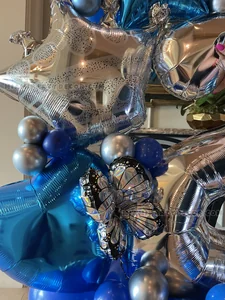 Blue Silver Happy Birthday Baby Balloon Sculpture gallery image 4