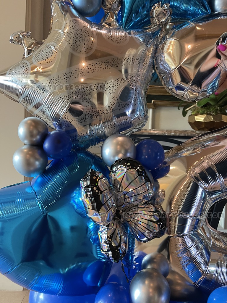 Blue Silver Happy Birthday Baby Balloon Sculpture gallery image 4