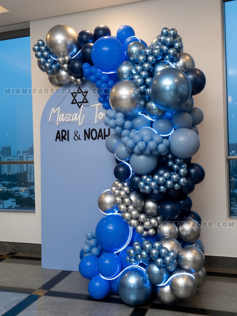 Blue Silver Mazal Tov Backdrop gallery image 2