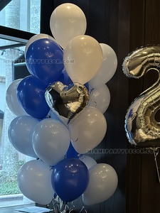 Blue and White 25th Birthday Balloon Bouquet gallery image 2