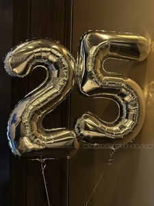 Blue and White 25th Birthday Balloon Bouquet gallery image 3