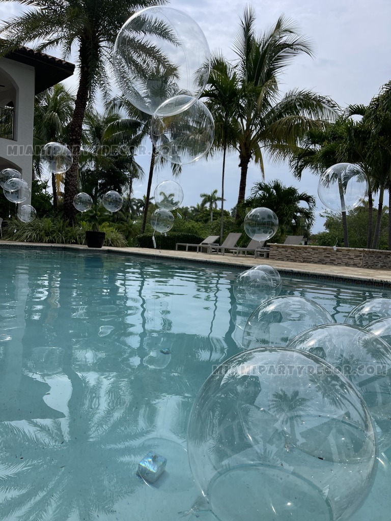 Clear Bubble Pool Balloon Decor Setup gallery image 3