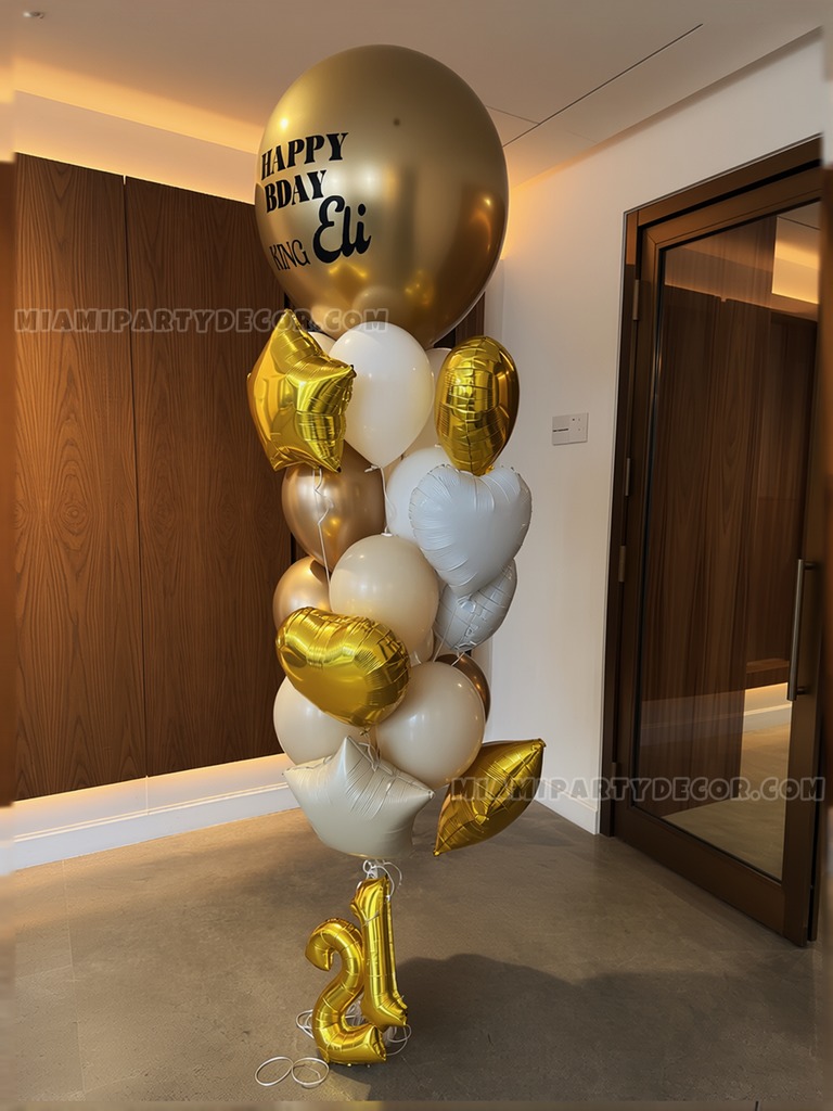 Gold 21st Birthday Balloon Bouquet gallery image 2