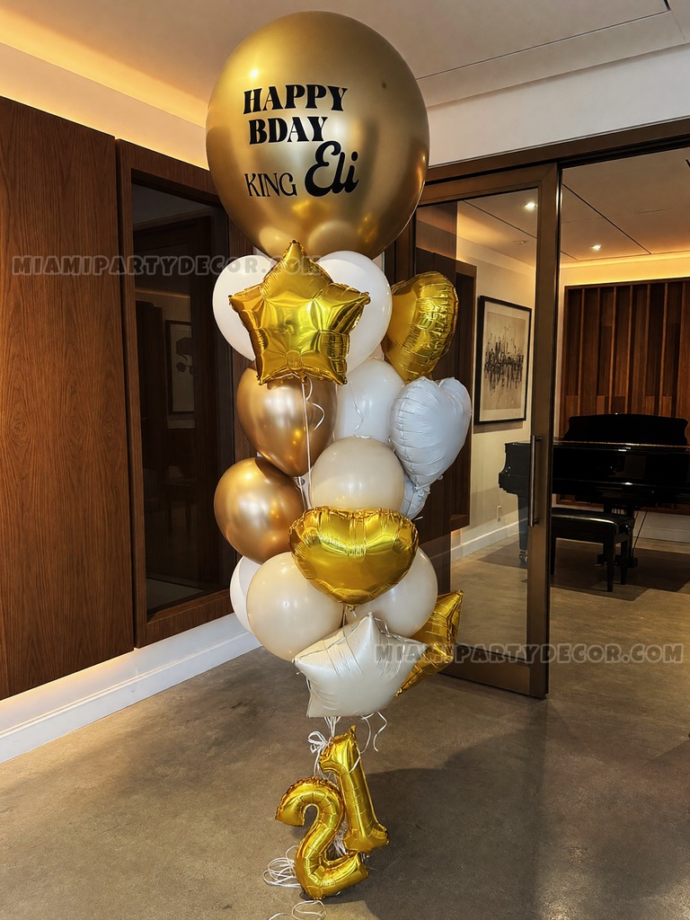 Gold 21st Birthday Balloon Bouquet