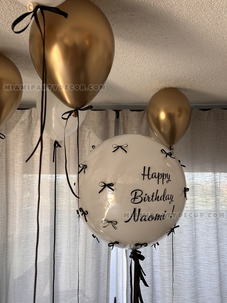 Gold and White Birthday Room Balloon Decoration gallery image 2
