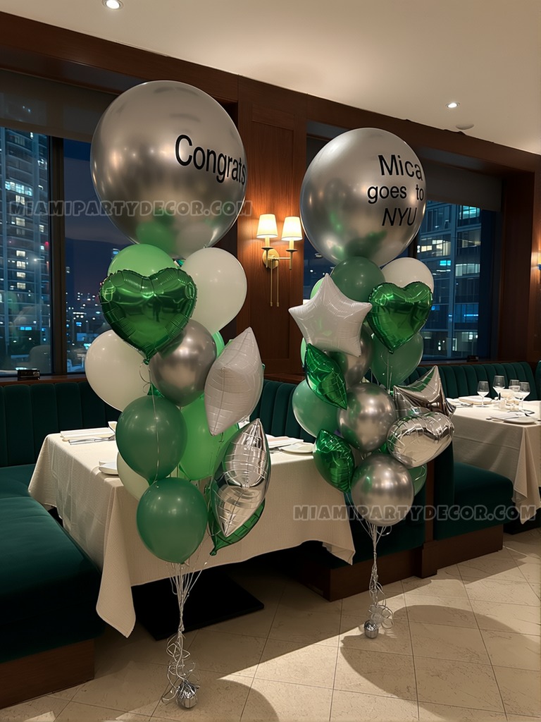 Green and Silver Congrats Balloon Bouquets gallery image 3