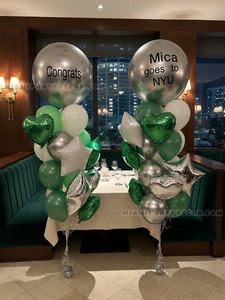 Green and Silver Congrats Balloon Bouquets