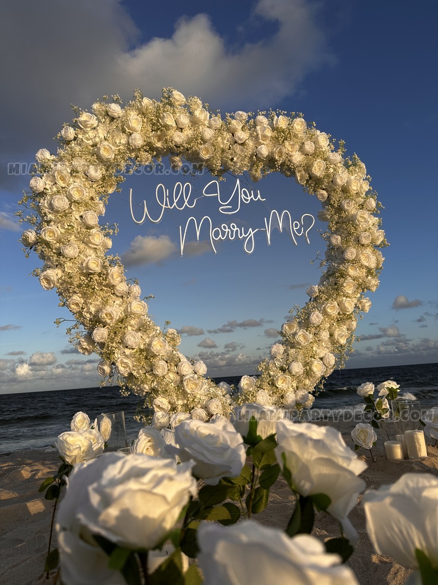 White Heart Shaped Flower Arch