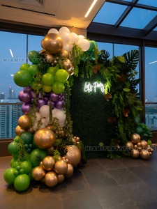 Jungle Grass Wall Backdrop with Balloon Garland gallery image 2