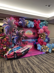 Miami Vice Balloon Backdrop Setup gallery image 2
