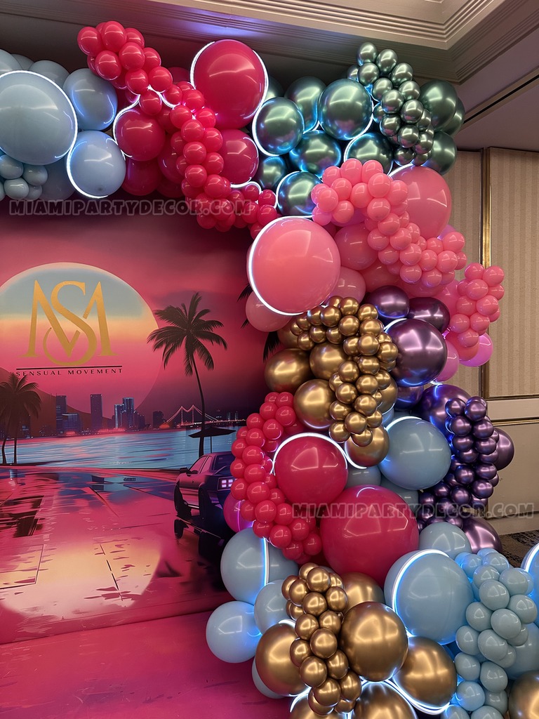 Miami Vice Balloon Backdrop Setup gallery image 4