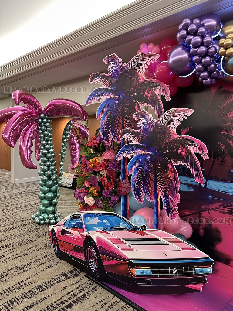 Miami Vice Balloon Backdrop Setup gallery image 5