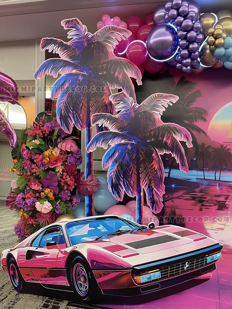 Miami Vice Balloon Backdrop Setup gallery image 7