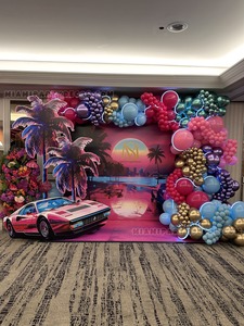 Miami Vice Balloon Backdrop Setup