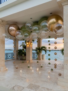 Olive Gold Hanging Balloon Garland Setup gallery image 2