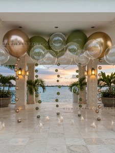 Olive Gold Hanging Balloon Garland Setup