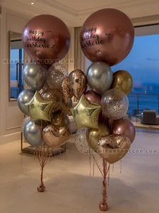 Personalized Rose Gold Birthday Balloon Bouquet Pair gallery image 2