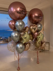 Personalized Rose Gold Birthday Balloon Bouquet Pair gallery image 3