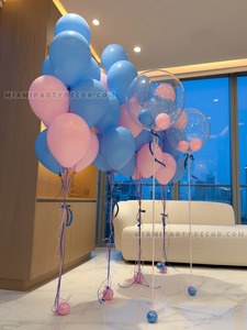 Pink Blue Helium Balloon Bouquet Setup gallery image 4