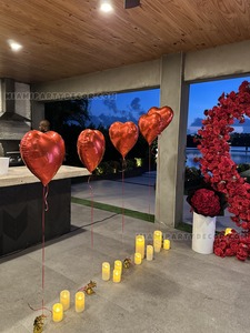 Red Flower Heart Birthday Backdrop Setup gallery image 3