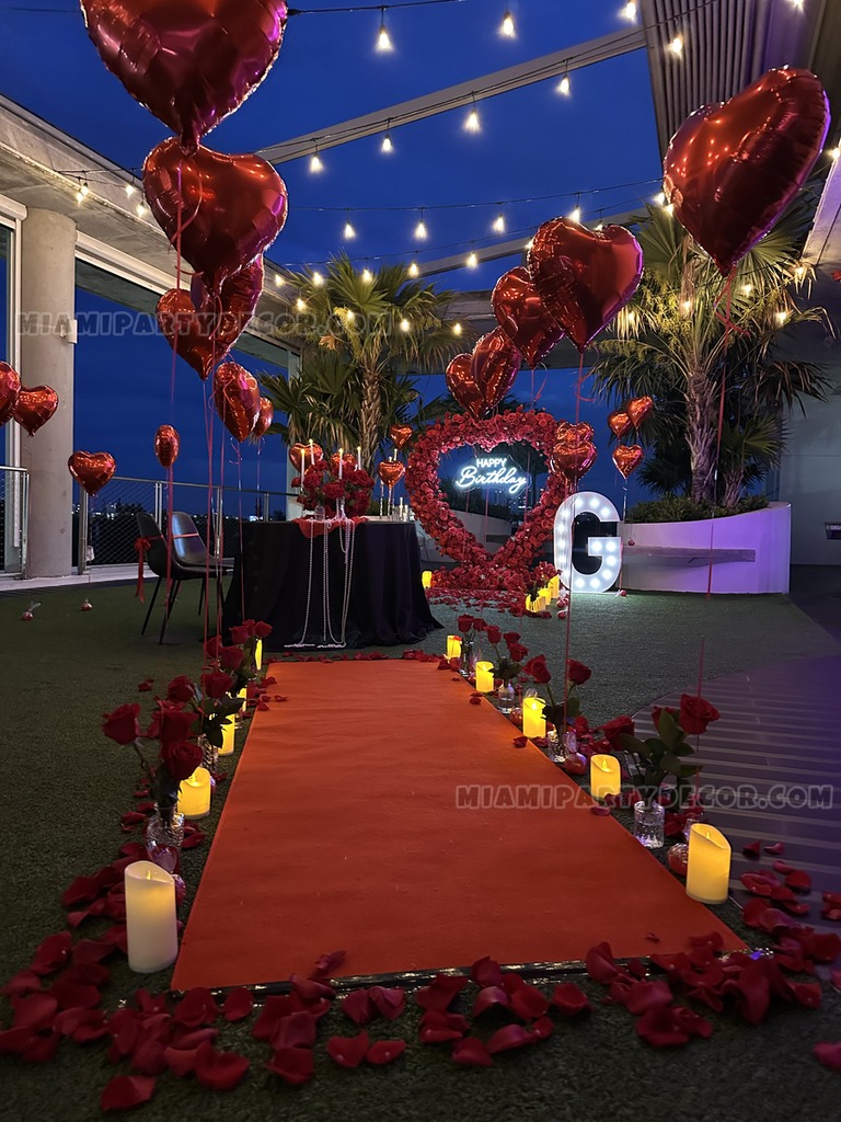 Red Rose Heart Birthday Backdrop Setup gallery image 2