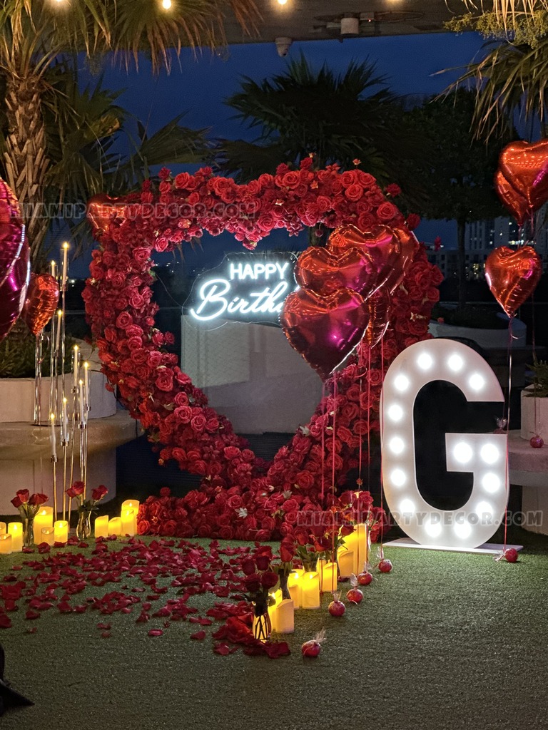 Red Rose Heart Birthday Backdrop Setup gallery image 3