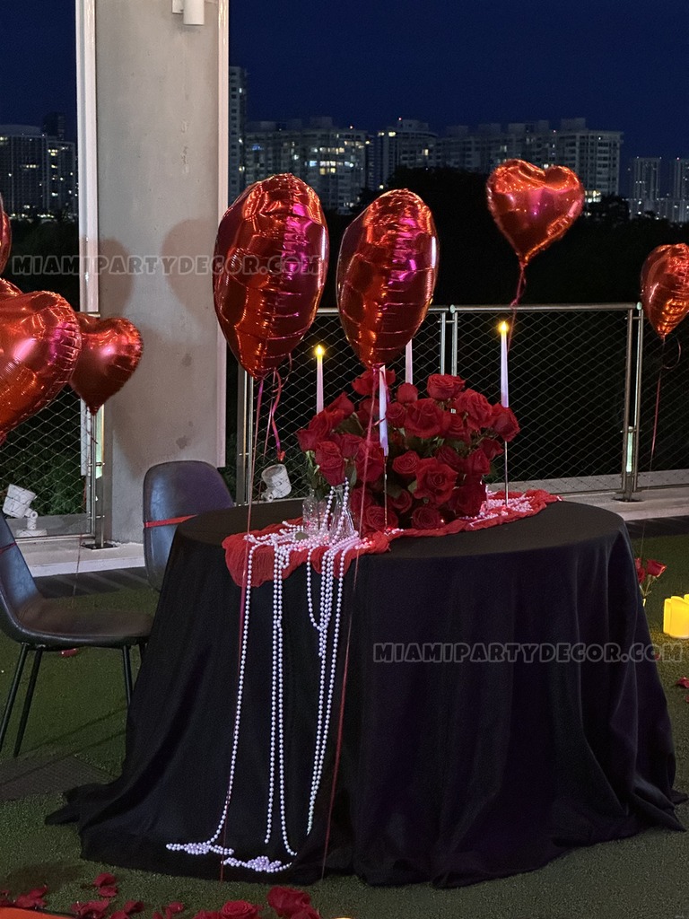 Red Rose Heart Birthday Backdrop Setup gallery image 4