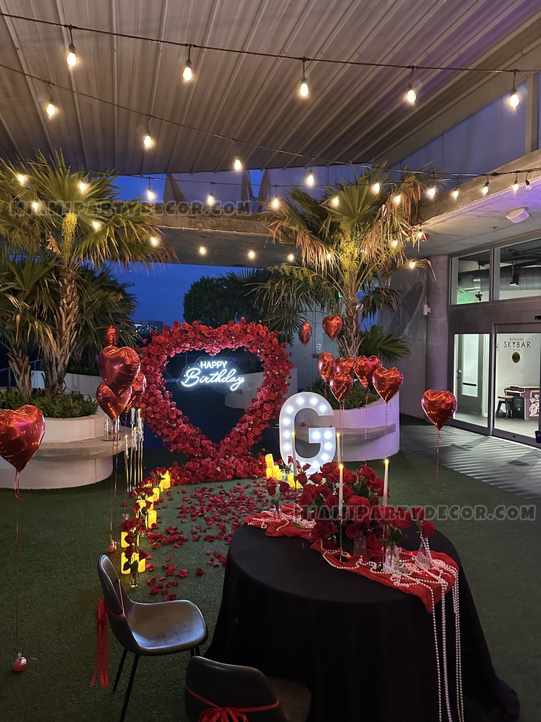 Red Rose Heart Birthday Backdrop Setup gallery image 6