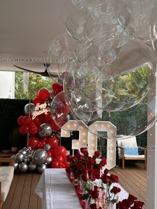 Red and Silver 30th Birthday Balloon Garland Setup gallery image 3