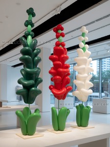 Red White and Green Balloon Sculpture Trio gallery image 3