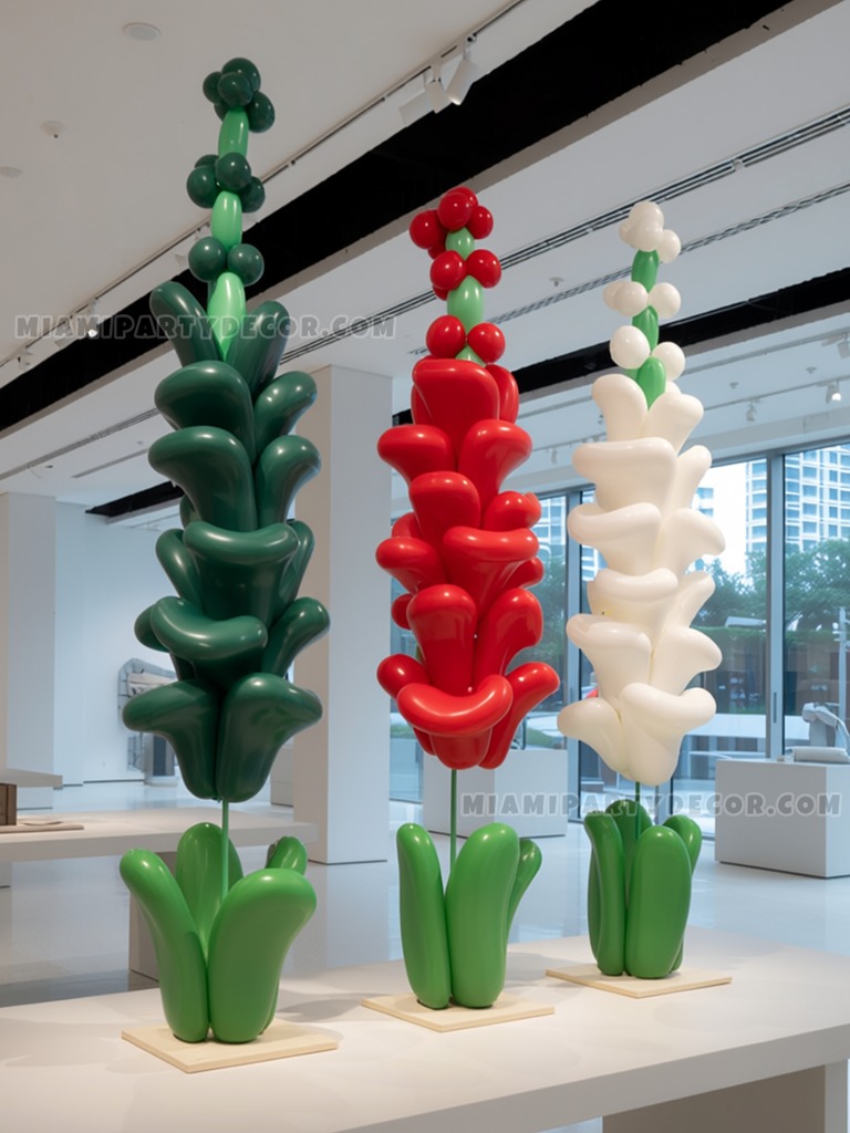 Red White and Green Balloon Sculpture Trio gallery image 3