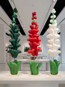 Red White and Green Balloon Sculpture Trio