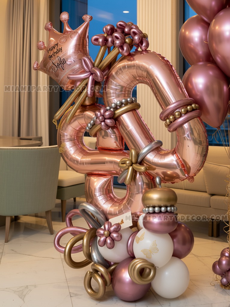 Rose Gold 40th Birthday Balloon Sculpture gallery image 3