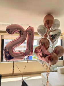 Rose Gold Balloons Bouquet for 21st Birthdays in Miami image 1