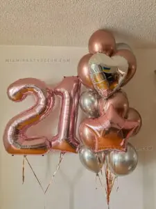 Rose Gold Balloons Bouquet for 21st Birthdays in Miami image 2