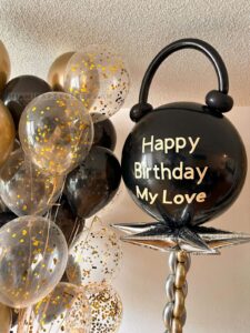 Balloon Birthday Bouquet in Miami Black & Gold image 2
