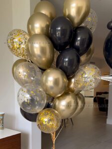 Balloon Birthday Bouquet in Miami Black & Gold image 3