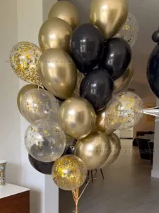 Balloon Birthday Bouquet in Miami Black & Gold image 3